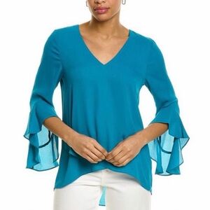 Elegant Vince Camuto Teal V-Neck Women's Top Size Large